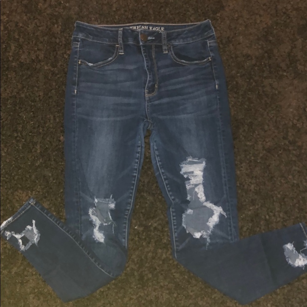 high rise jeggings destroyed